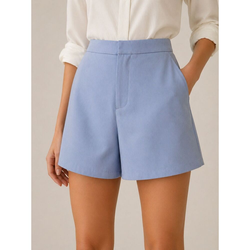 Princess Polly Blue Tailored Shorts Size 4 High Waisted Minimalist Chic Summer